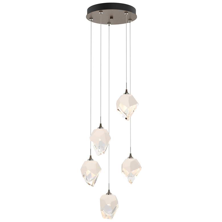Image 1 Chrysalis 15.4"W 5-Light Bronze Small White Crystal Standard Pendant