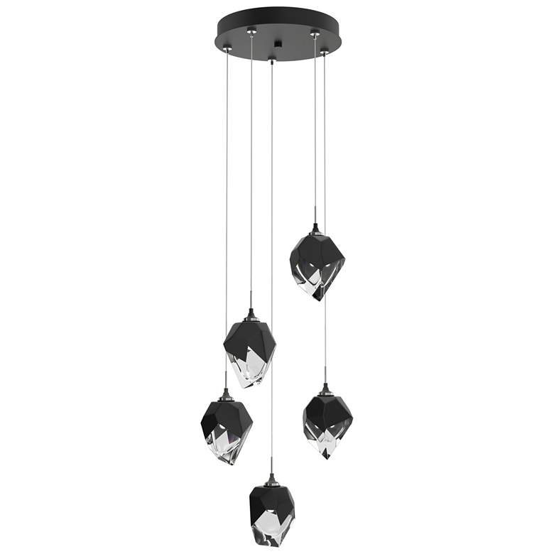 Image 1 Chrysalis 15.4"W 5-Light Small Crystal Black Crystal Black Long Pendan