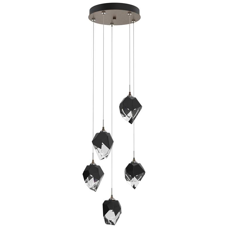 Image 1 Chrysalis 15.4"W 5-Light Small Crystal Black Crystal Bronze Long Penda