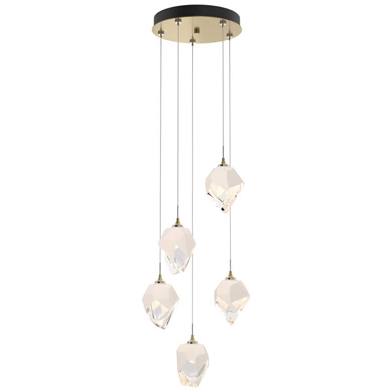 Image 1 Chrysalis 15.4"W 5-Light Small White Crystal Modern Brass Long Pendant