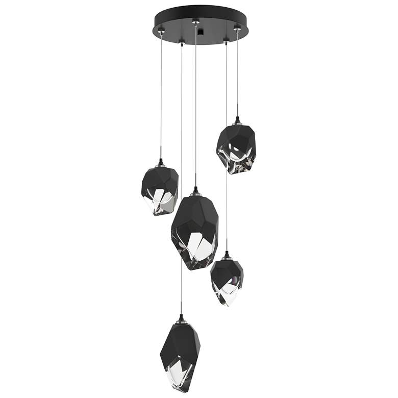 Image 1 Chrysalis 15.7"W 5-Light Black Crystal Ink Mixed Crystal Standard Pend