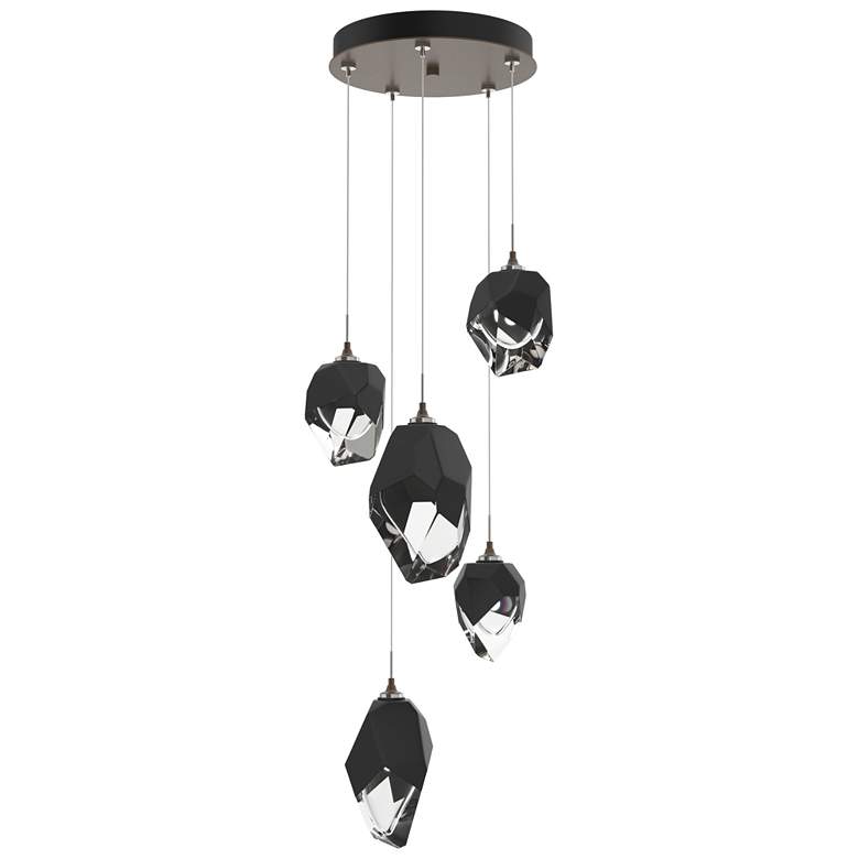 Image 1 Chrysalis 15.7"W 5-Light Bronze Mixed Black Crystal Standard Pendant