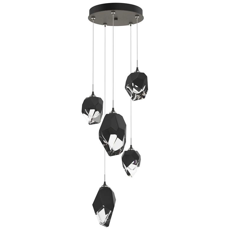 Image 1 Chrysalis 15.7"W 5-Light Mixed Black Crystal Natural Iron Long Pendant