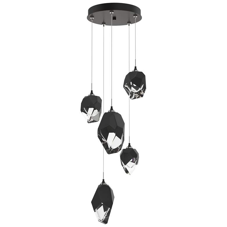 Image 1 Chrysalis 15.7"W 5-Light Mixed Black Crystal Rubbed Bronze Long Pendan