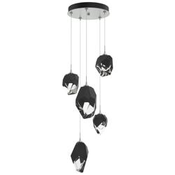 Chrysalis 15.7"W 5-Light Mixed Black Crystal Vintage Platinum Long Pen