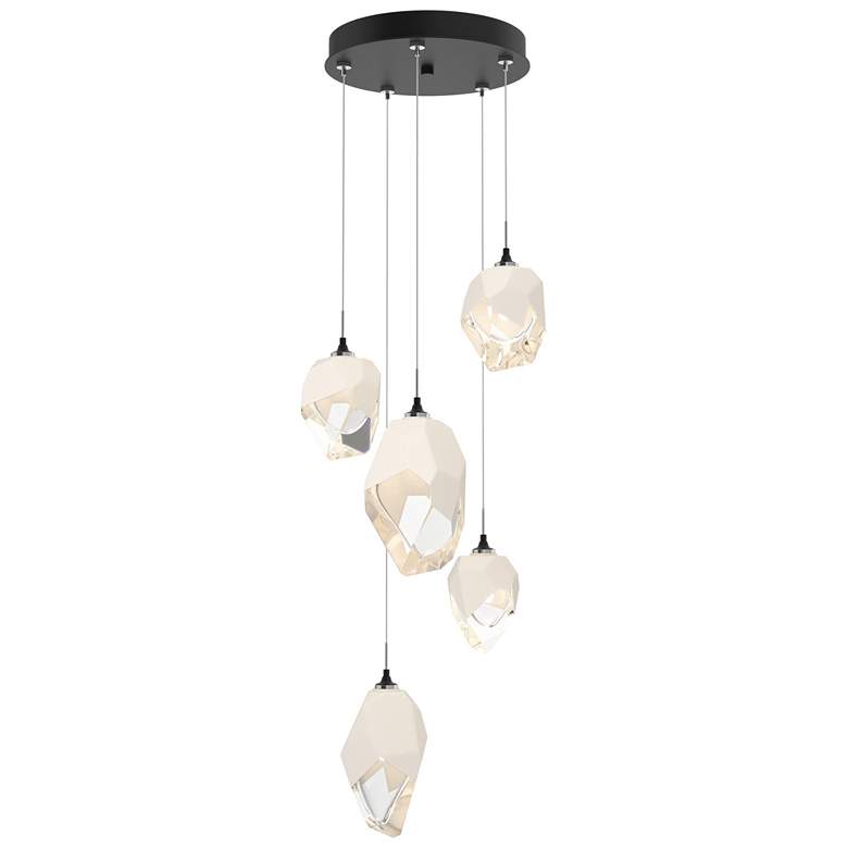 Image 1 Chrysalis 15.7"W 5-Light Mixed Crystal White Crystal Black Long Pendan