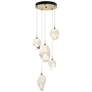 Chrysalis 15.7"W 5-Light Mixed White Crystal Modern Brass Long Pendant