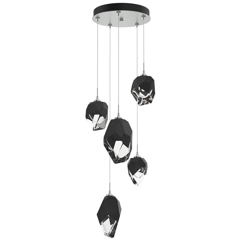 Image 1 Chrysalis 15.7"W 5-Light Platinum Mixed Black Crystal Standard Pendant