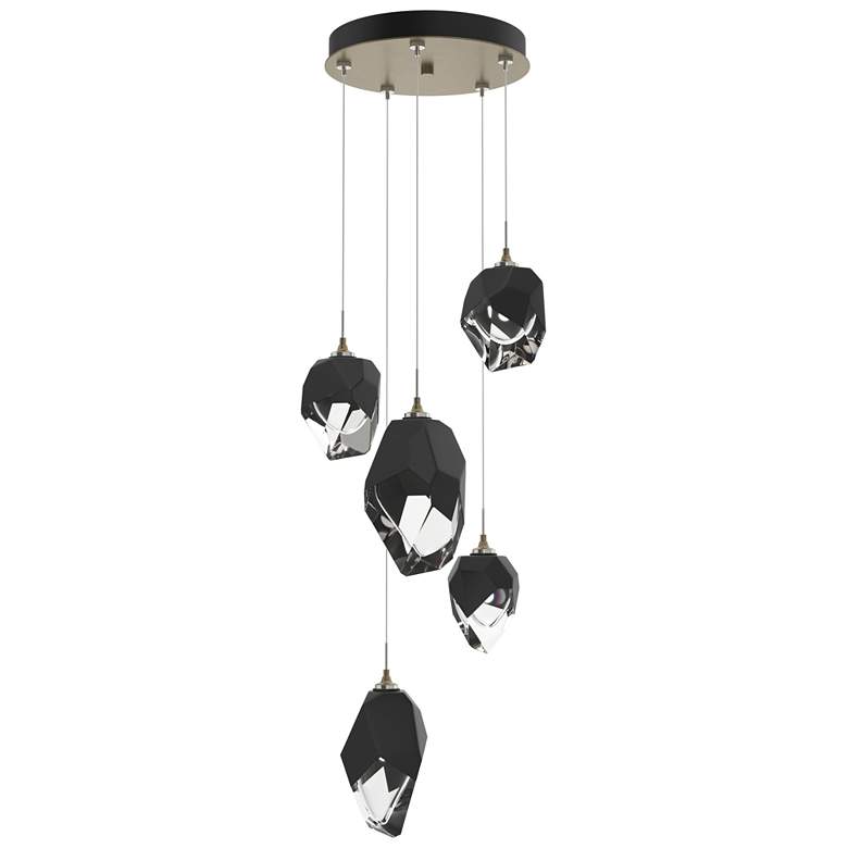 Image 1 Chrysalis 15.7"W 5-Light Soft Gold Mixed Black Crystal Standard Pendan