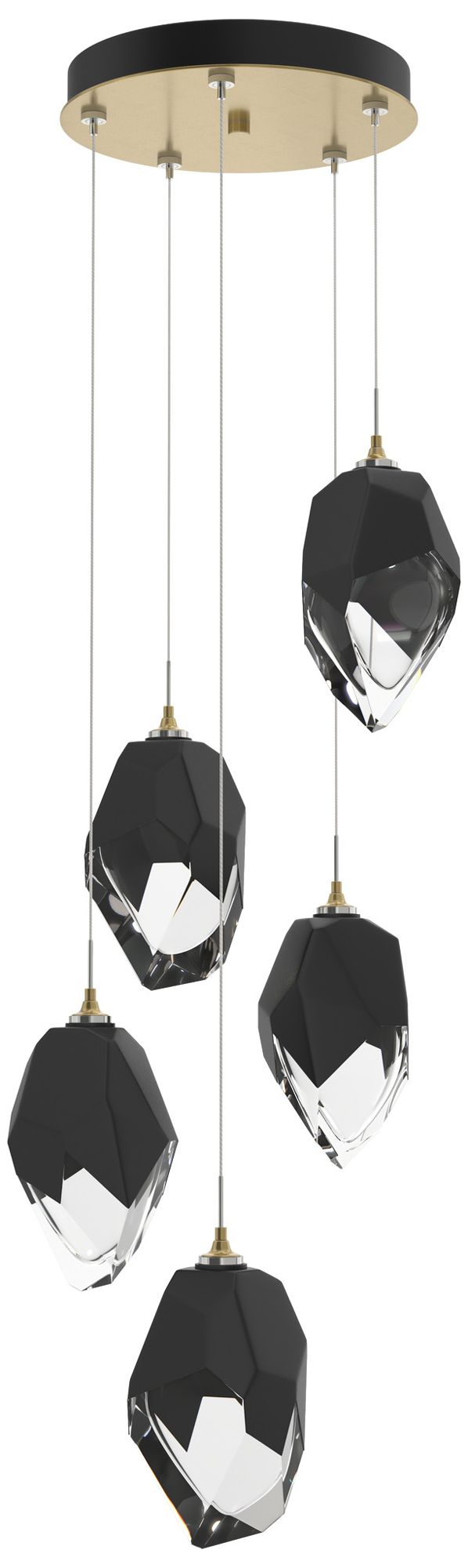 Chrysalis 16.1" 5-Light Black Crystal Modern Brass Pendant Made to Order