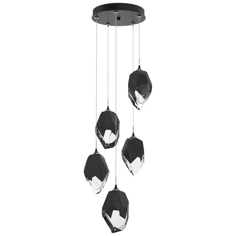 Image 1 Chrysalis 16.1" Wide 5-Light Large Crystal Black Crystal Ink Long Pend