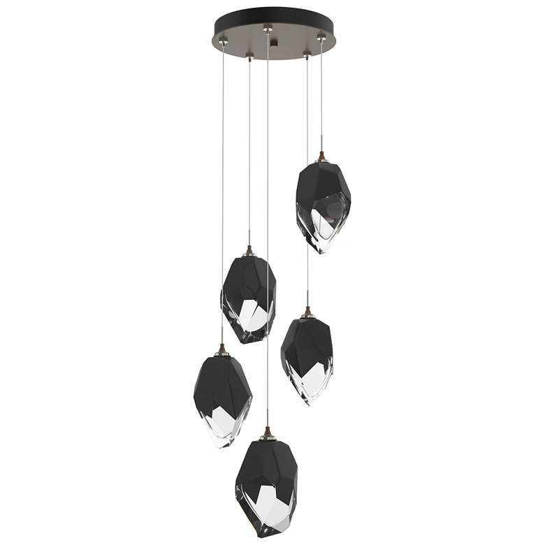 Image 1 Chrysalis 16.1"W 5-Light Bronze Large Black Crystal Standard Pendant
