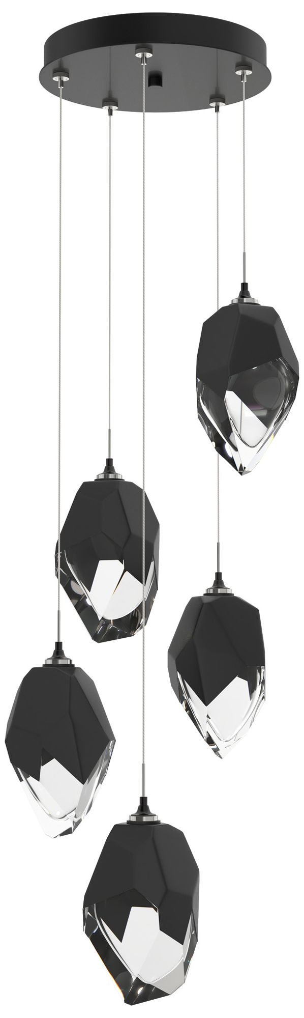 Chrysalis 16.1"W 5-Light Crystal Black Crystal Ink Long Pend Made to O