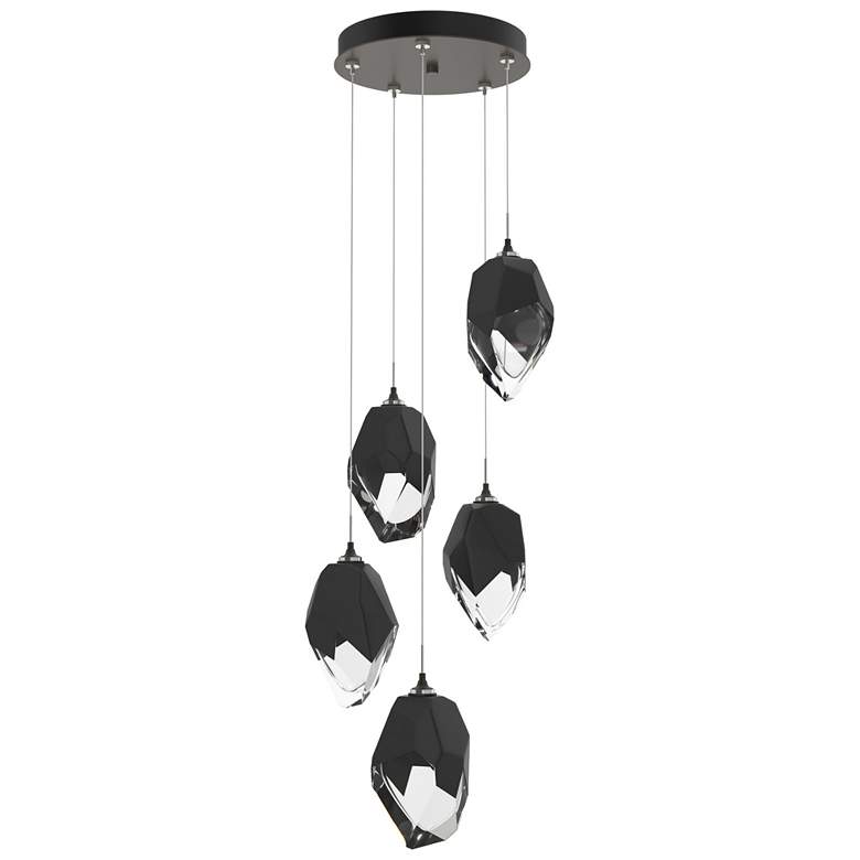 Image 1 Chrysalis 16.1"W 5-Light Large Black Crystal Dark Smoke Long Pendant