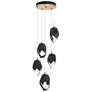 Chrysalis 16.1"W 5-Light Large Black Crystal Modern Brass Long Pendant