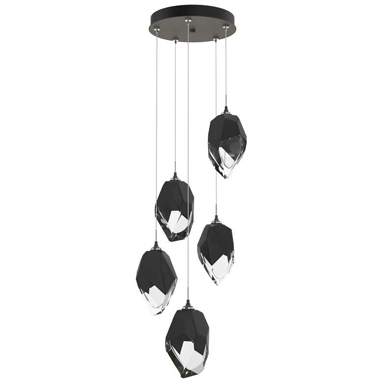 Image 1 Chrysalis 16.1"W 5-Light Large Black Crystal Natural Iron Long Pendant