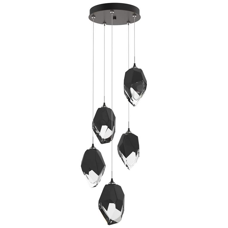 Image 1 Chrysalis 16.1"W 5-Light Large Black Crystal Rubbed Bronze Long Pendan