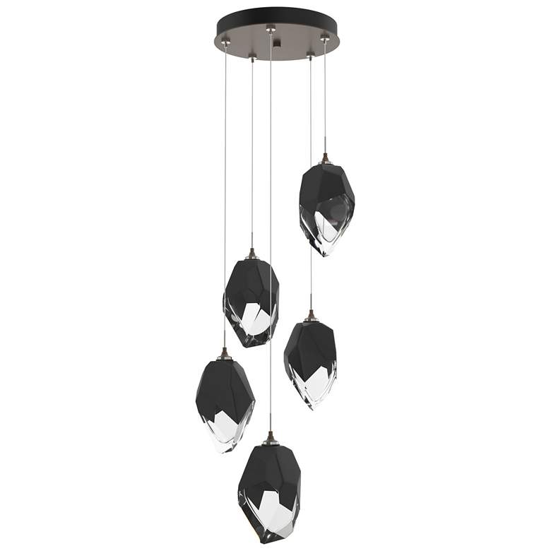 Image 1 Chrysalis 16.1"W 5-Light Large Crystal Black Crystal Bronze Long Penda