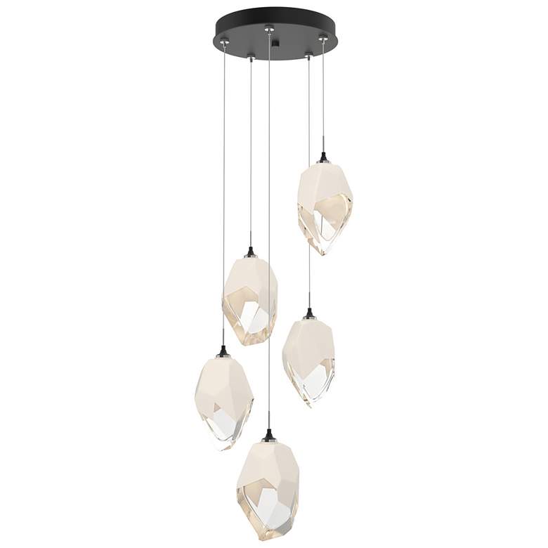 Image 1 Chrysalis 16.1"W 5-Light Large Crystal White Crystal Black Long Pendan