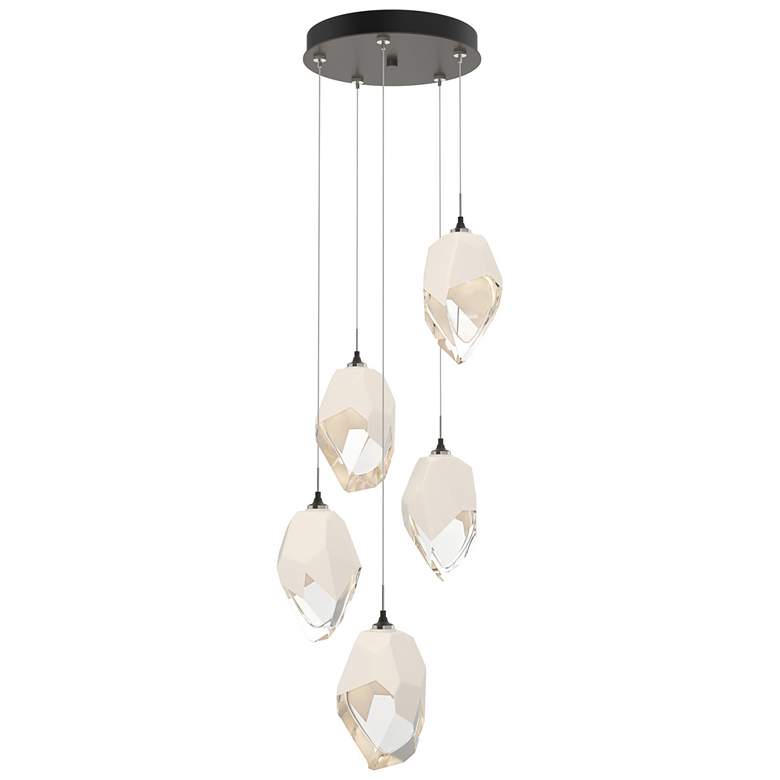 Image 1 Chrysalis 16.1"W 5-Light Large White Crystal Dark Smoke Long Pendant