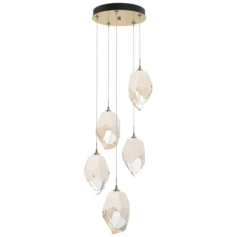 Image 1 Chrysalis 16.1"W 5-Light Large White Crystal Modern Brass Long Pendant