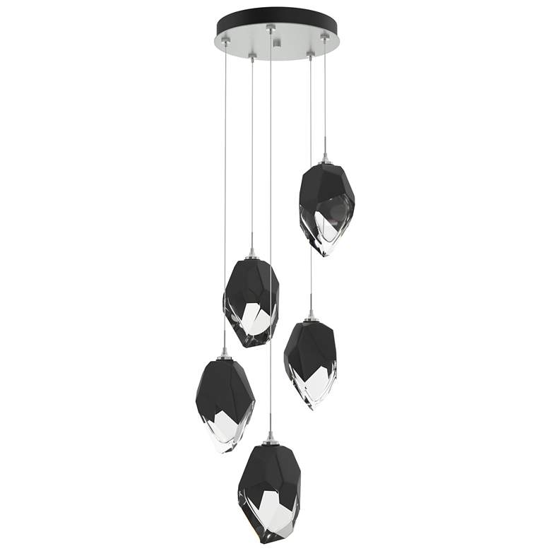 Image 1 Chrysalis 16.1"W 5-Light Platinum Large Black Crystal Standard Pendant