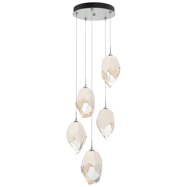 Image 1 Chrysalis 16.1"W 5-Light Platinum Large White Crystal Standard Pendant