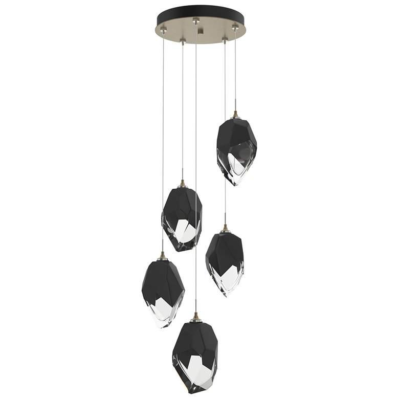 Image 1 Chrysalis 16.1"W 5-Light Soft Gold Large Black Crystal Standard Pendan