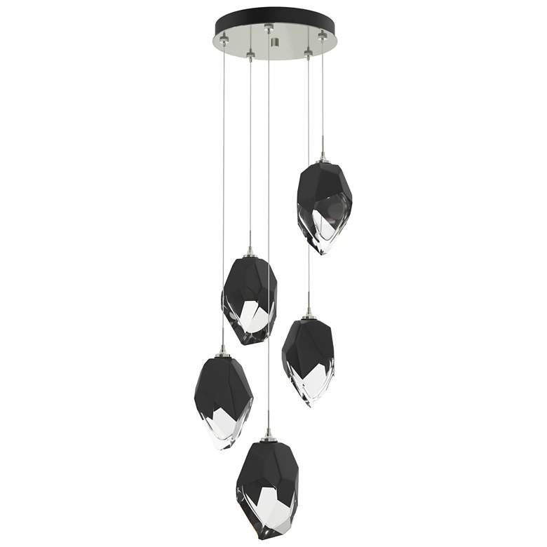 Image 1 Chrysalis 16.1"W 5-Light Sterling Large Black Crystal Standard Pendant