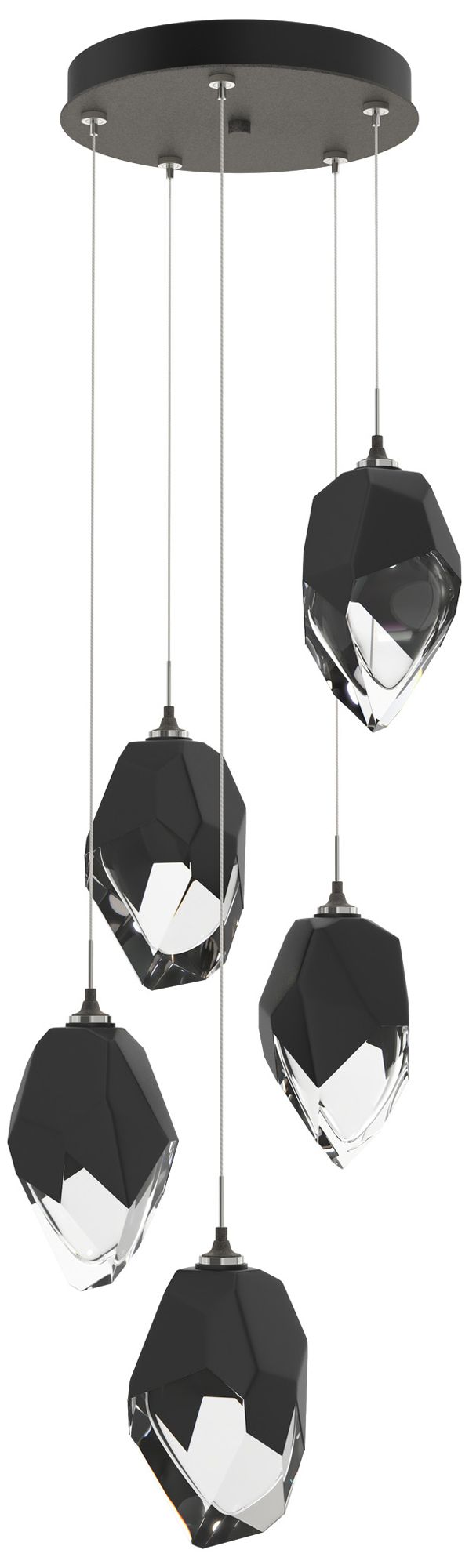 Chrysalis 16.1"W 5-Light Black Crystal Iron Long Pendant Made to Order
