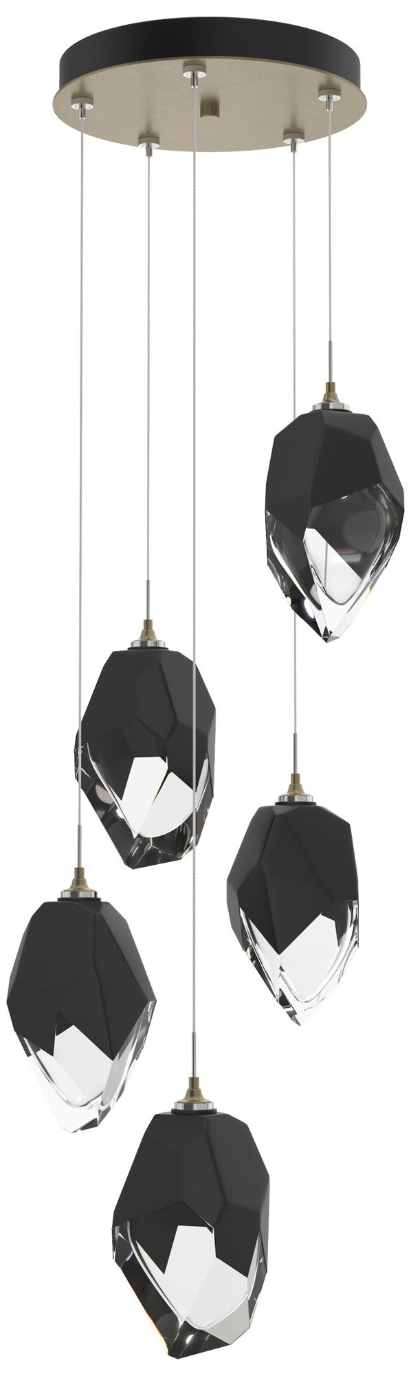 Chrysalis 16.1"W 5-Light Black Crystal Soft Gold Long Pendant Made to Order