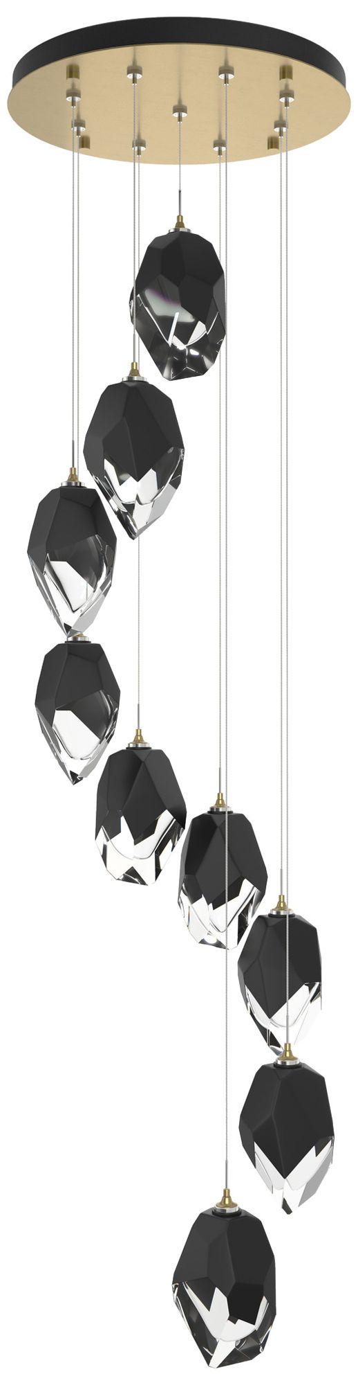 Chrysalis 20.5" 9-Light Black Crystal Modern Brass Pendant Made to Order