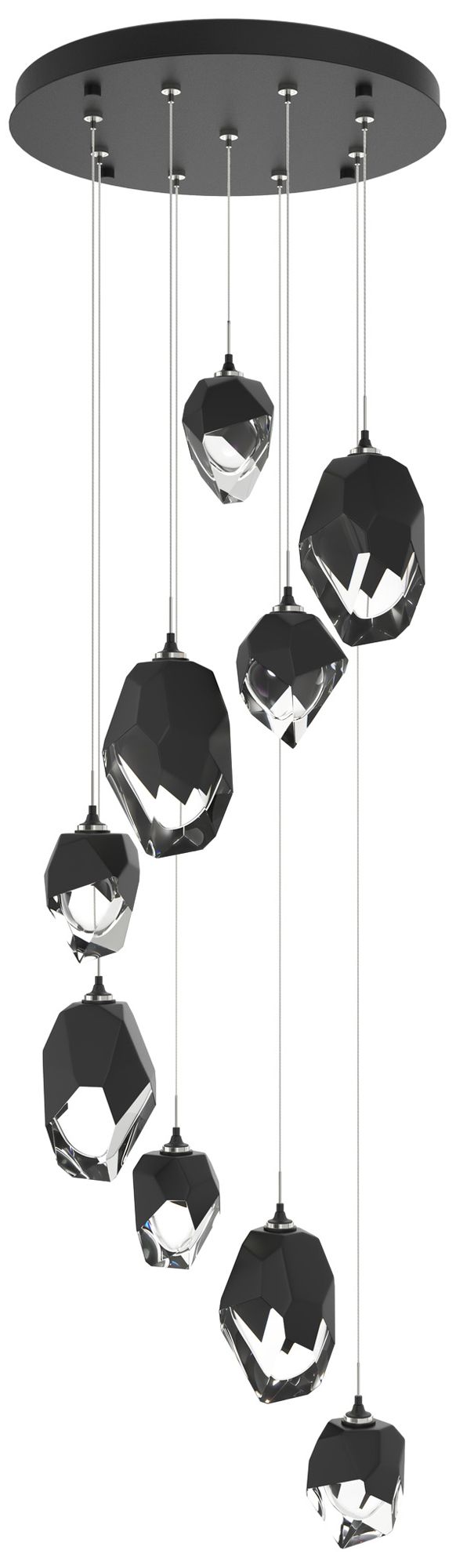 Chrysalis 20.5" 9-Light Mixed Crystal Black Long Pendant Made to Order