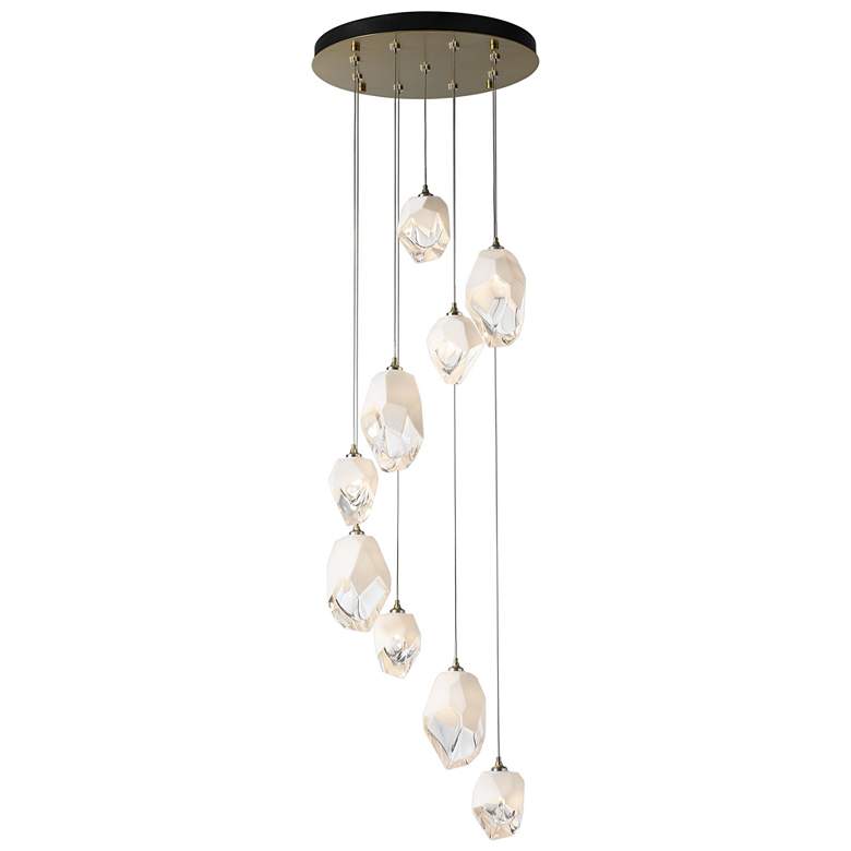 Image 1 Chrysalis 20.5" Wide 9-Light Modern Brass Mixed White Crystal Pendant