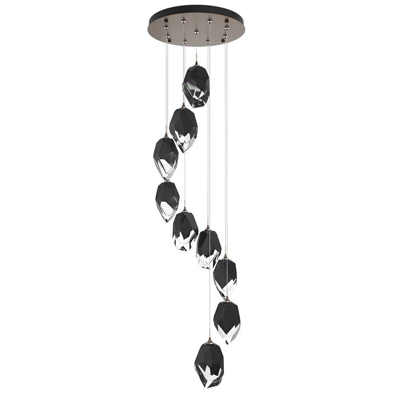 Image 1 Chrysalis 20.5"W 9-Light Bronze Large Black Crystal Standard Pendant