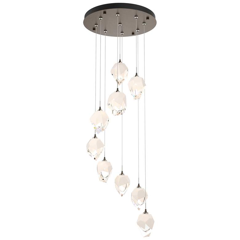 Image 1 Chrysalis 20.5"W 9-Light Bronze Small White Crystal Standard Pendant