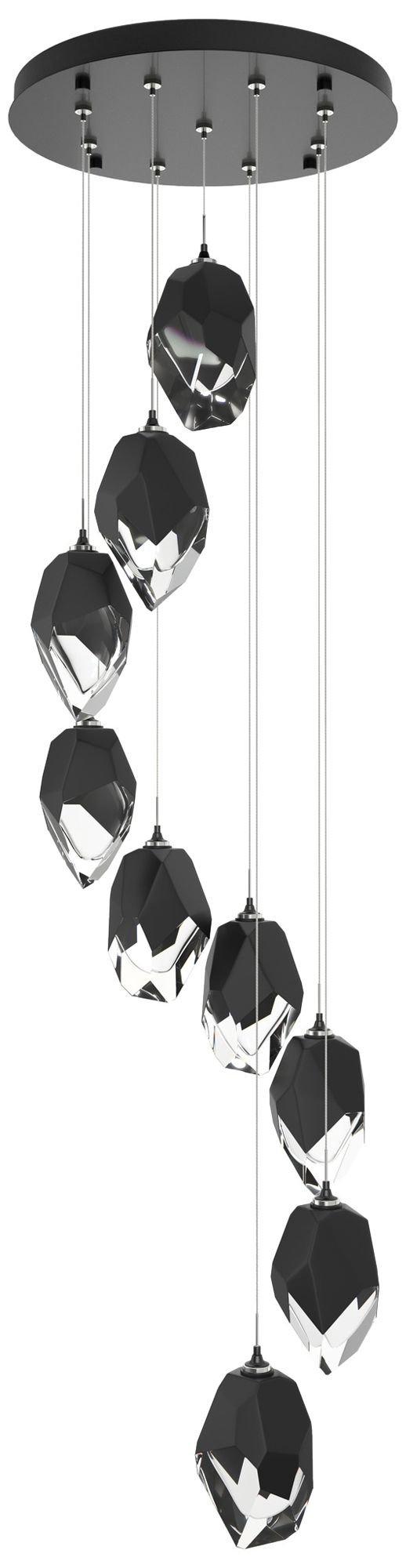 Chrysalis 20.5"W 9-Light Crystal Black Crystal Ink Long Pend Made to O
