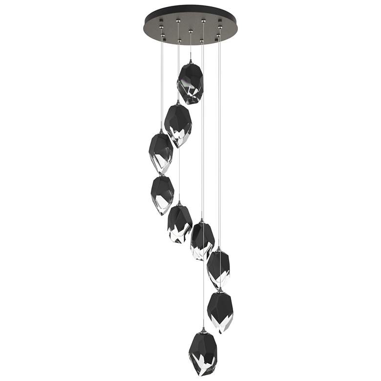 Image 1 Chrysalis 20.5"W 9-Light Large Black Crystal Natural Iron Long Pendant