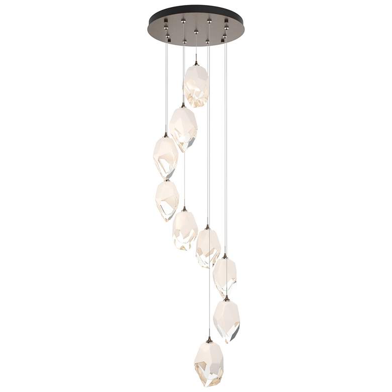 Image 1 Chrysalis 20.5"W 9-Light Large Crystal White Crystal Bronze Long Penda