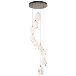 Chrysalis 20.5"W 9-Light Large Crystal White Crystal Bronze Long Penda