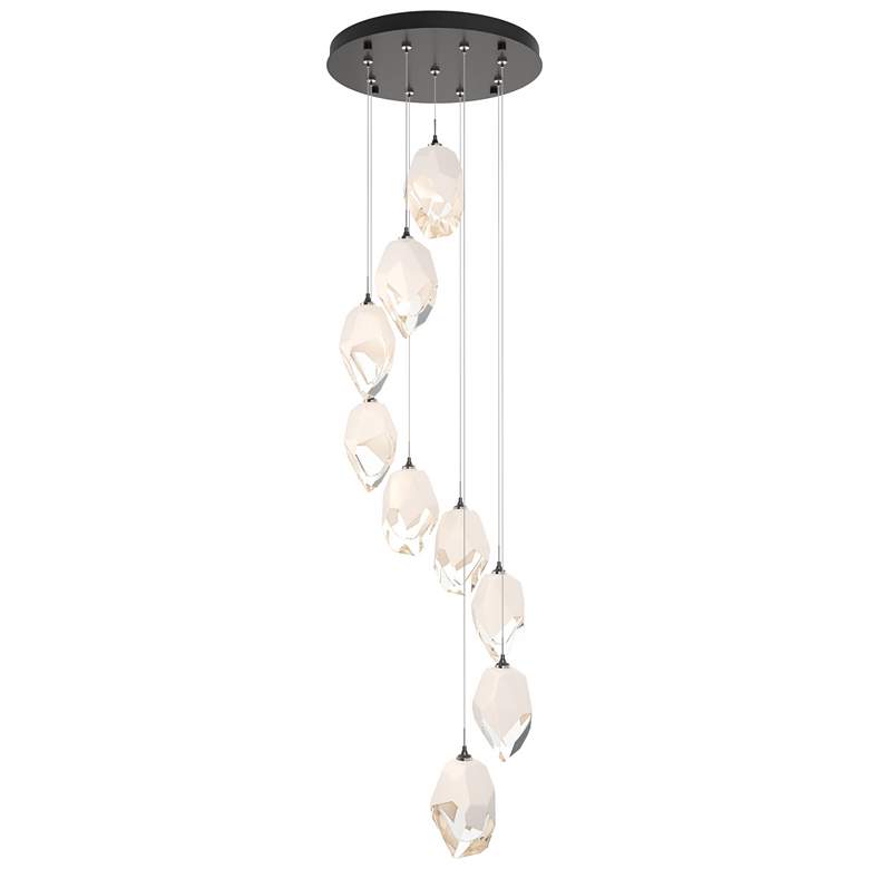 Image 1 Chrysalis 20.5"W 9-Light Large White Crystal Rubbed Bronze Long Pendan