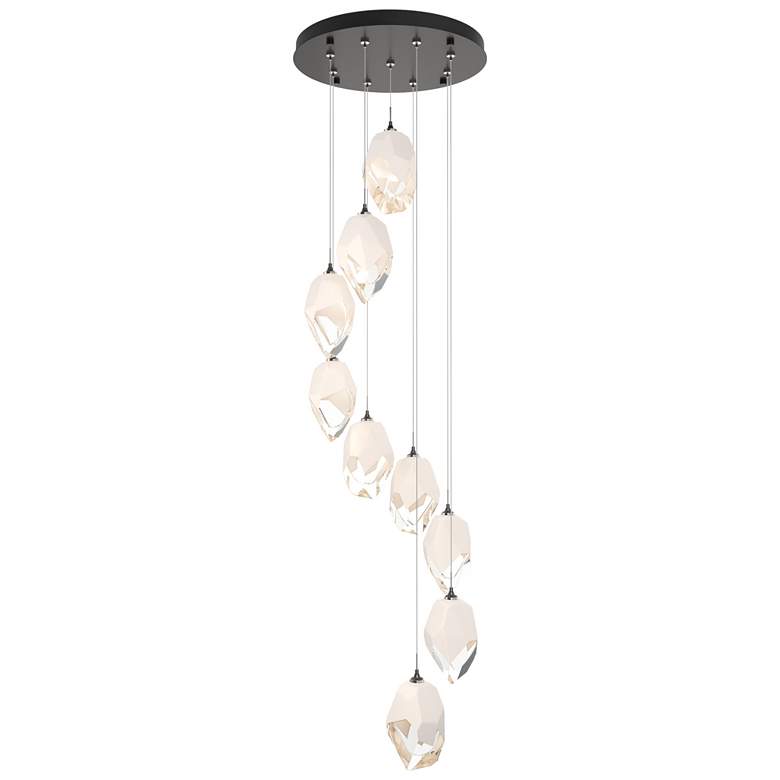 Image 1 Chrysalis 20.5 inchW 9-Light Large White Crystal Rubbed Bronze Long Pendan