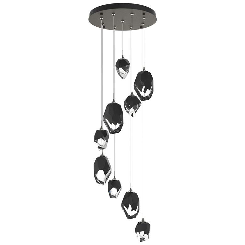 Image 1 Chrysalis 20.5"W 9-Light Mixed Black Crystal Natural Iron Long Pendant