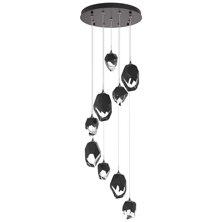 Image 1 Chrysalis 20.5"W 9-Light Mixed Black Crystal Rubbed Bronze Long Pendan