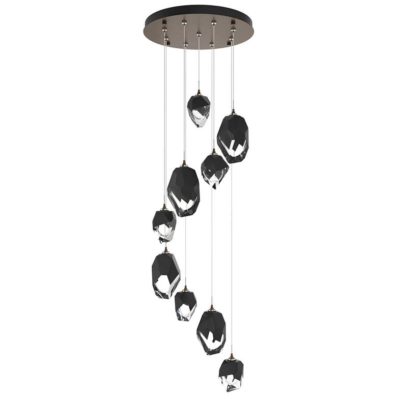 Image 1 Chrysalis 20.5"W 9-Light Mixed Crystal Black Crystal Bronze Long Penda