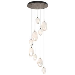 Chrysalis 20.5"W 9-Light Mixed Crystal White Crystal Bronze Long Penda