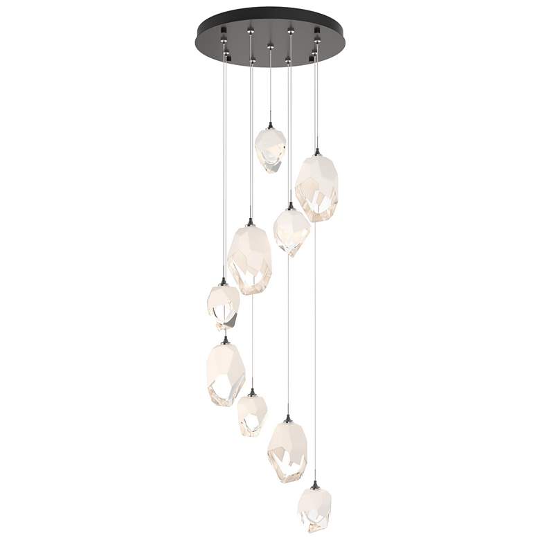 Image 1 Chrysalis 20.5"W 9-Light Mixed White Crystal Rubbed Bronze Long Pendan