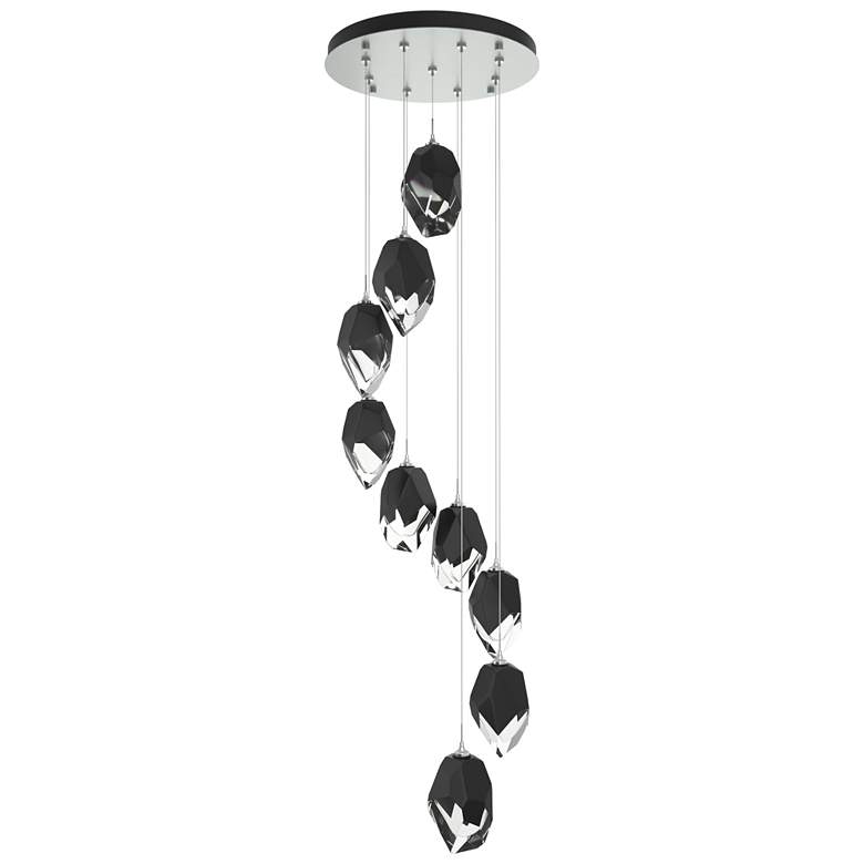 Image 1 Chrysalis 20.5"W 9-Light Platinum Large Black Crystal Standard Pendant
