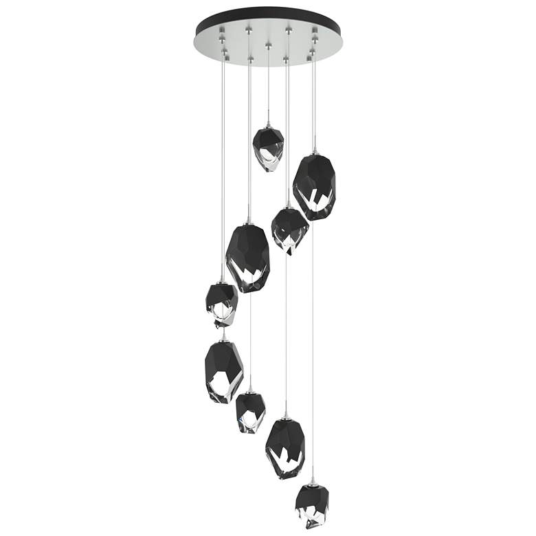 Image 1 Chrysalis 20.5"W 9-Light Platinum Mixed Black Crystal Standard Pendant