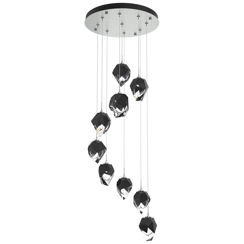 Image 1 Chrysalis 20.5"W 9-Light Platinum Small Black Crystal Standard Pendant
